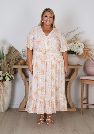 Plus Size Apricot Sun Maxi Dress