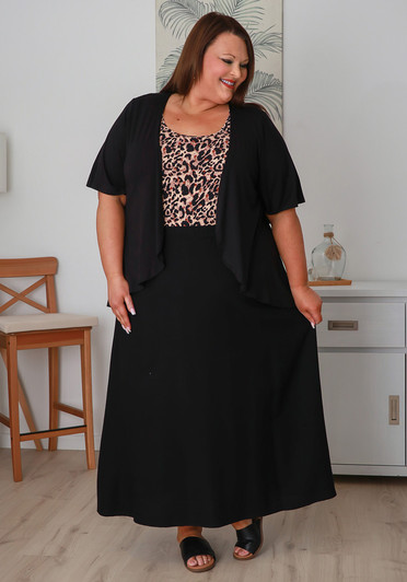 Plus Size Black Linen Skirt