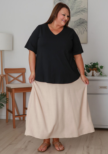 Plus Size Neutral Linen Blend Skirt Curvaceous 