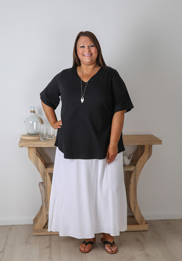 Plus Size Long Skirt In White Summer Breeze