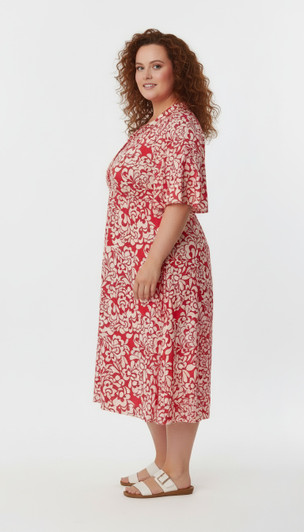 Plus Size Pink  Floral Tie Waist Dress