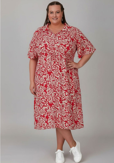 Plus Size Pink  Floral Tie Waist Dress
