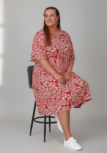 Plus Size Pink  Floral Tie Waist Dress