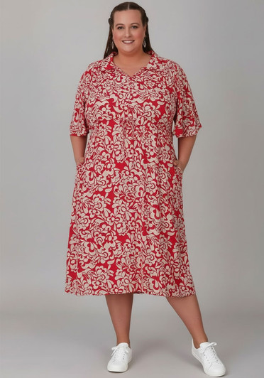 Plus Size Pink  Floral Tie Waist Dress