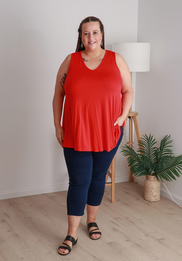 Plus Size Curvaceous Swing Tank In Red