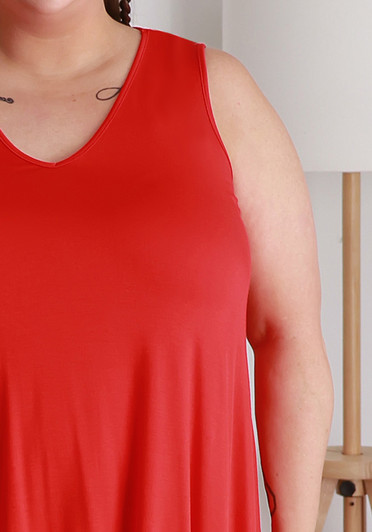 Plus Size Summer Red Tank Top