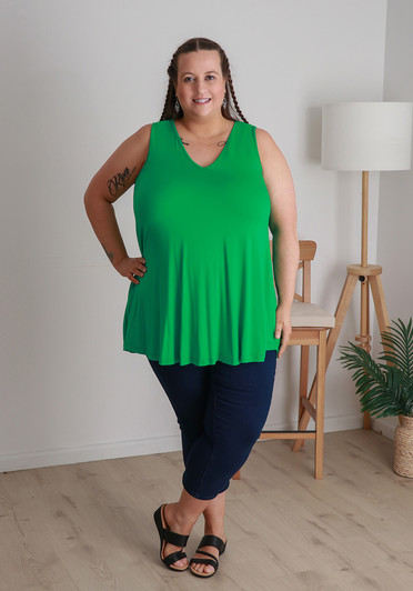 Plus Size Curvaceous Green Swing Tank