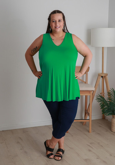 Plus Size Summer Casual Green Tank Top