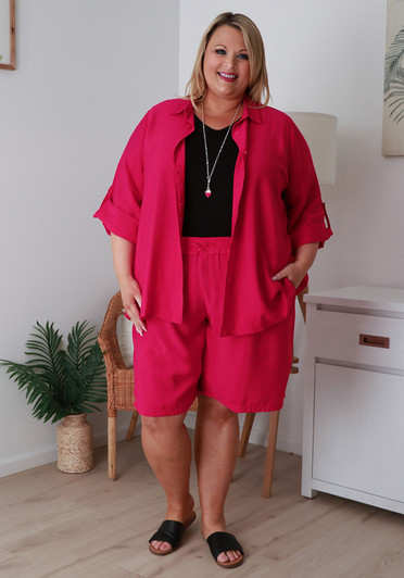 Plus Size Magenta Pink Dress Shorts 