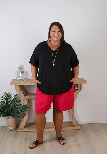 Plus Size Everyday Shorts In Magenta Curvaceous
