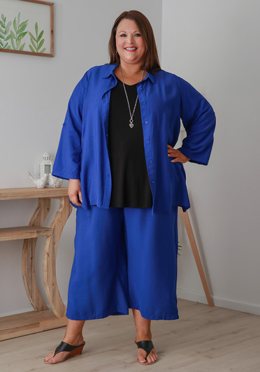 Plus Size Royal Blue Mid Length Dress Pant