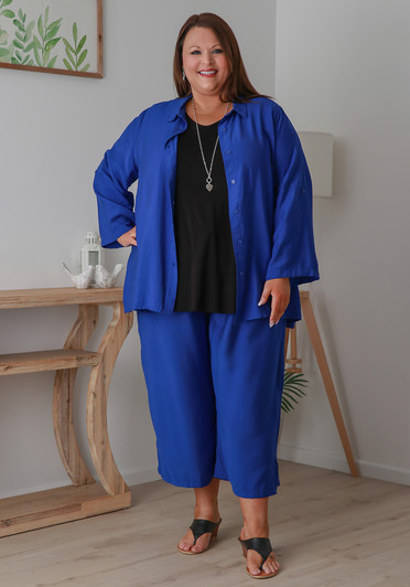 Plus Size Royal Blue Mid Length Dress Pant