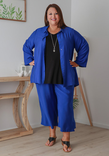 Plus Size Royal Blue Mid Length Dress Pant