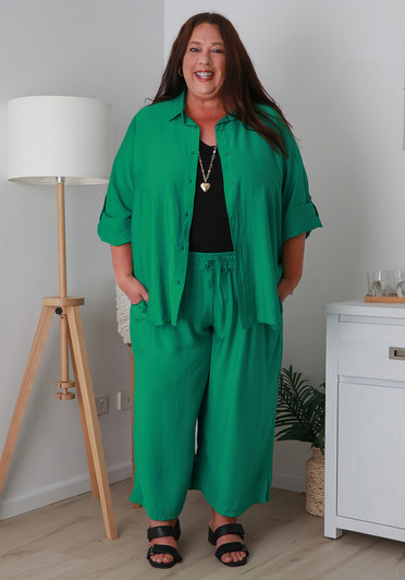Plus Size Bright Green Mid Length Dress Pant