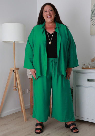 Plus Size Bright Green Mid Length Dress Pant