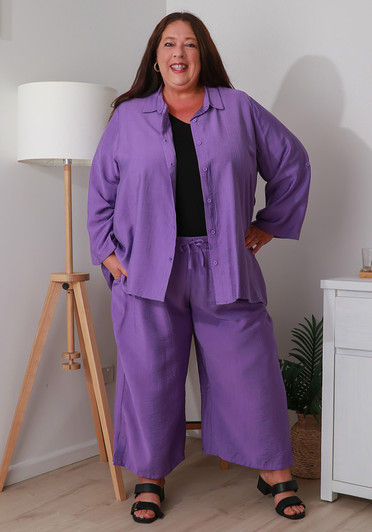 Plus Size Purple Mid Length Dress Pant