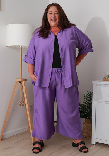 Plus Size Purple Mid Length Dress Pant