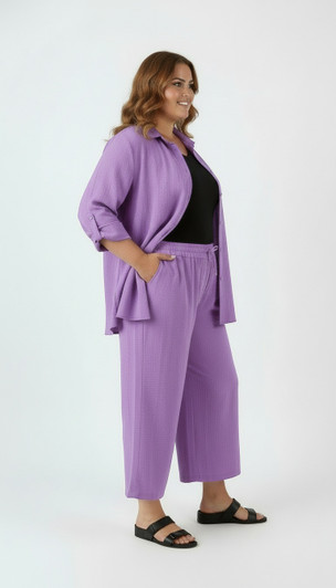 Plus Size Breezy Crop Pants In Purple 