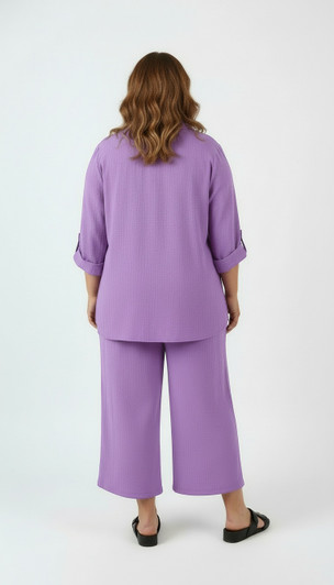 Plus Size Breezy Crop Pants In Purple 