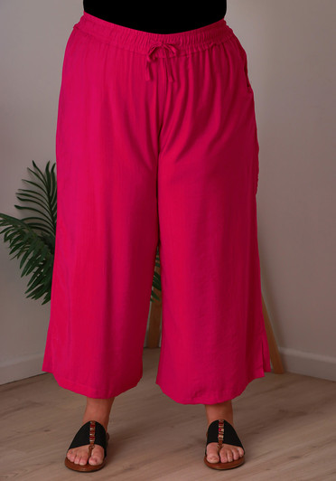 Plus Size Magenta Pink Mid Length Dress Pant