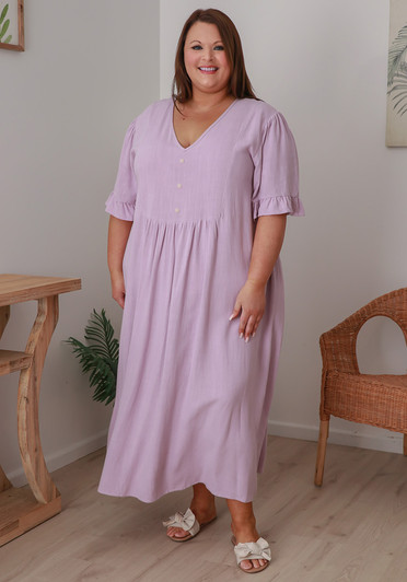 Plus Size Lilac Summer Dress Sizes 18-32