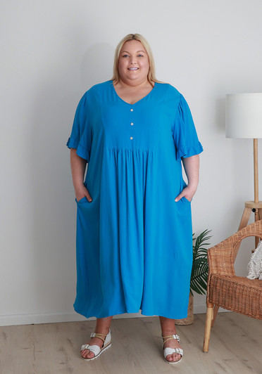 Plus Size Blue Short Sleeve Dress 
