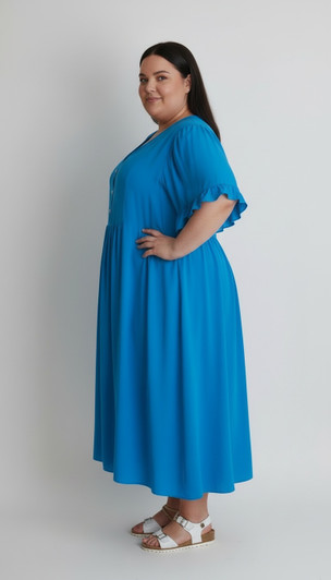 Plus Size Blue Short Sleeve Dress 