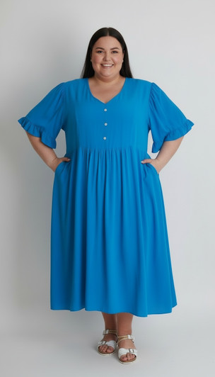 Plus Size Blue Short Sleeve Dress 