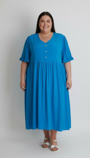 Plus Size Blue Short Sleeve Dress 