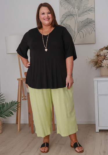 Plus Size Black Bamboo V Neck Tee