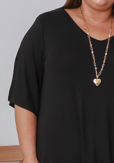 Plus Size Casual Black Tee
