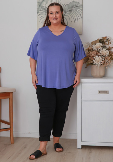 Plus Size Jacaranda Bamboo V Neck Tee 