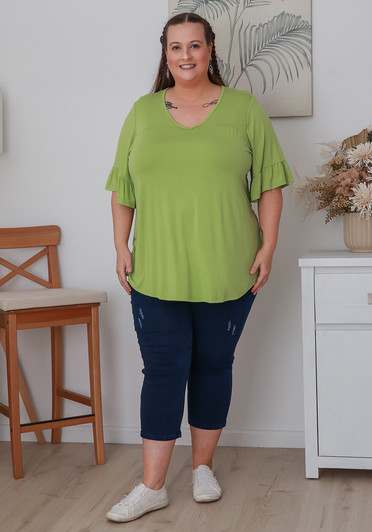 Plus Size Avocado Bamboo Tee With Frill Sleeves