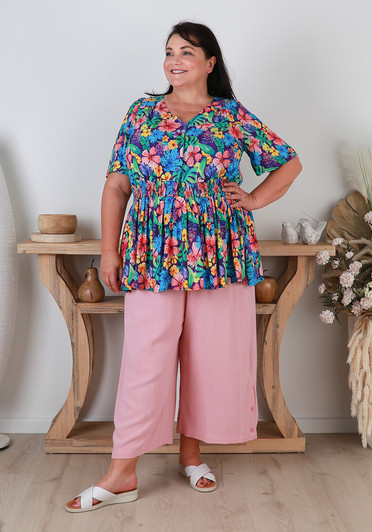 plus size pink summer pants 
