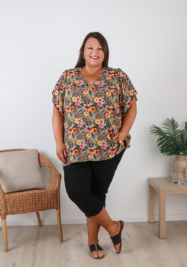Plus Size Top Leopard Jungle Print