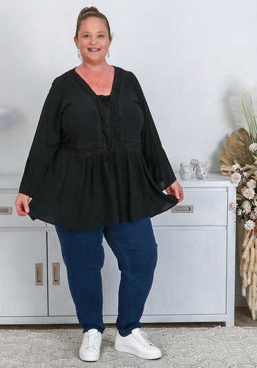 Plus Size Black Gypsy Top