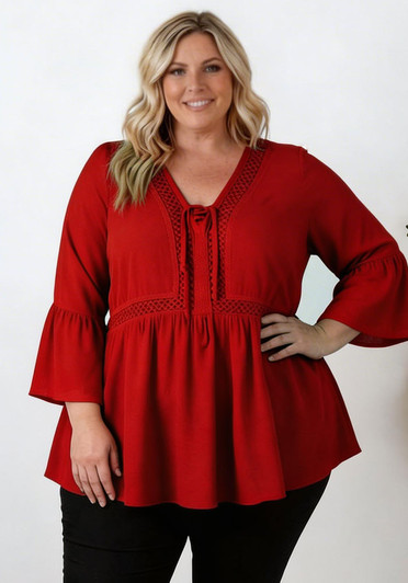 Gypsy Style Top In Dark Red