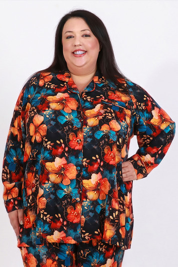 Plus Size Moody Floral Winter Pyjama Set