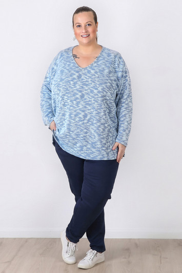 Pull On Relaxed Fit Denim Jeans In Indigo Blue