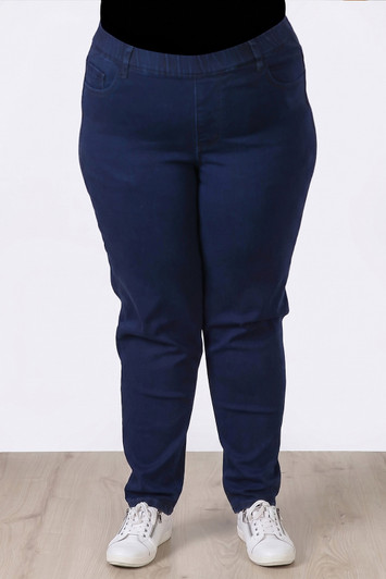 Pull On Relaxed Fit Denim Jeans In Indigo Blue