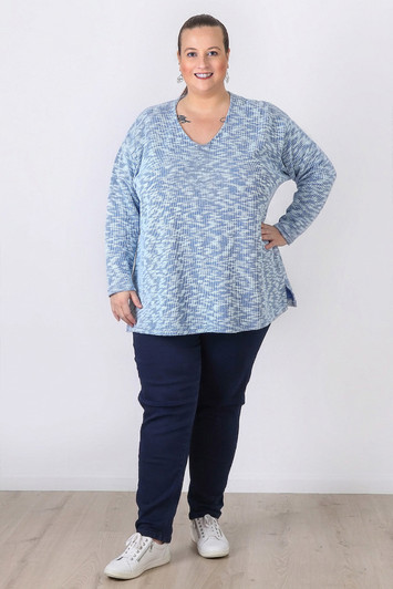 Plus Size Pull On Relaxed Fit Denim Jeans In Indigo Blue