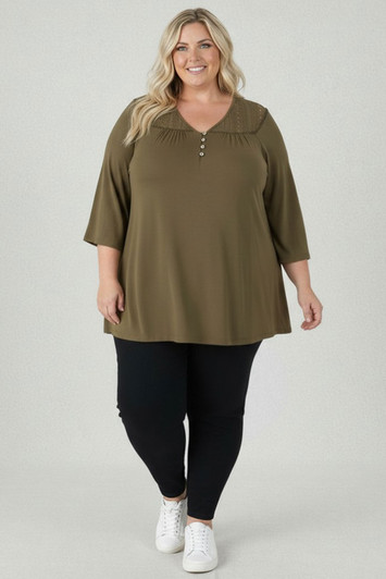 Plus Size Olive Top With Lace