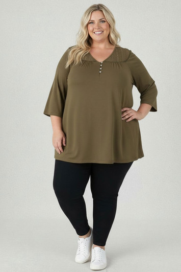 Plus Size Olive Top With Lace
