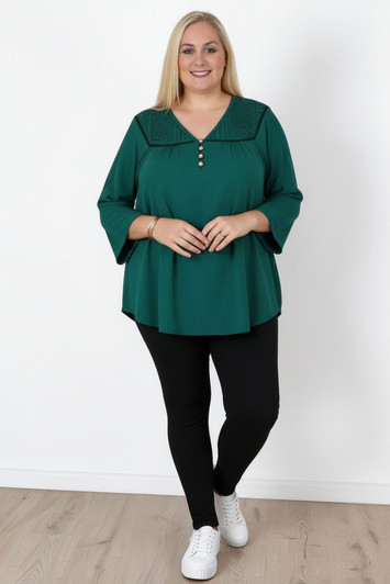 Plus Size Dark Green Top With Lace Sizes 18 to 32 