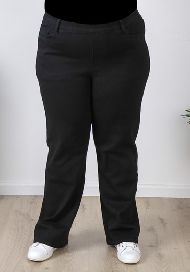 Plus Size Boot Leg Denim Jeans In Matte Black Sizes 18 to 32