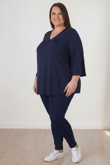 Plus Size Dark Blue Relaxed Fit Top