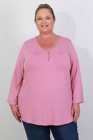 plus size pink long sleeve top
