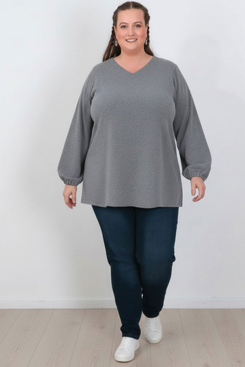 Plus Size Every Day Waffle Top In Grey