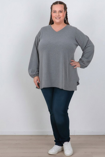 Plus Size Every Day Waffle Top In Grey