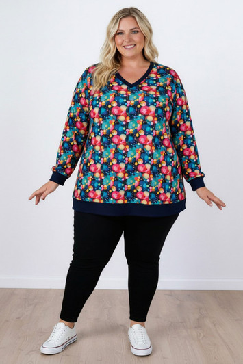Plus Size Sweater Top in Bubbles Galore
